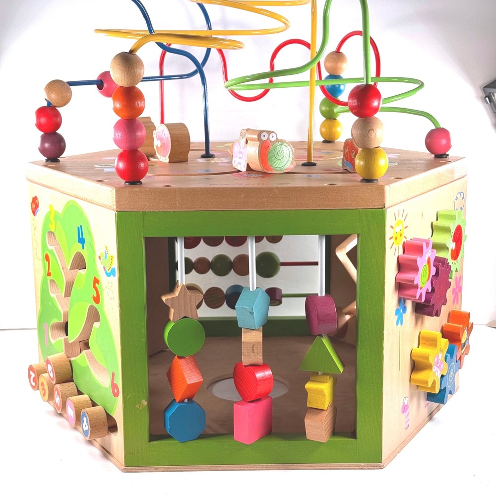 EverEarth 7-in-1 Garden Activity Cube Wooden Educational Toddler Toy GS07082020